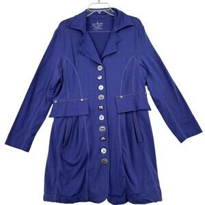 Neon Buddha Jacket Womens Size L Purple Longline Blazer Artsy Buttons Lagenlook